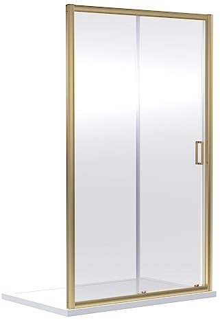 6mm Toughened Safety Glass Reversible Sliding Shower Door - 1200mm - Brushed Brass