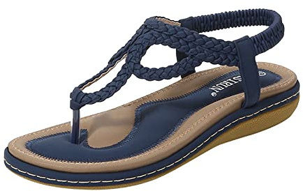POIUIYQA Femme Tongs Sandales Compensees Plates Tresse Croisée En Corde De Lin Été Talons Plateforme Romaines Espadrilles Cuir Bout Ouvert Chaussures Pour Plage Antidérapant Femme