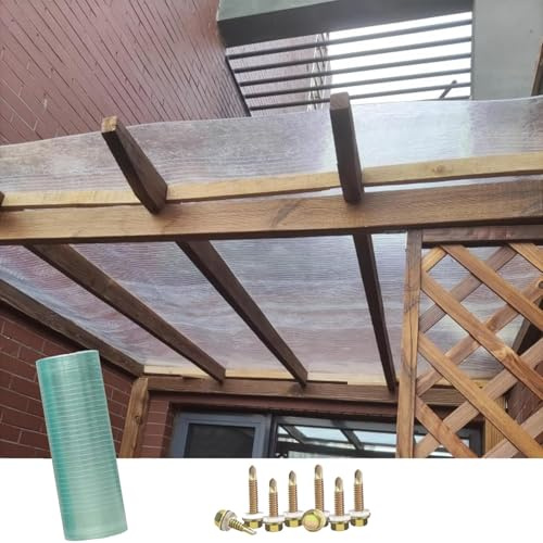 LRYELWA Placas de Policarbonato Recortables Planchas Transparentes para Tejados,Marquesinas para Exterior contra Sol y Lluvia,Toldo Cubierta para Balcón Cochera,Fácil de Doblar y Cortar (1,2m x 10m)
