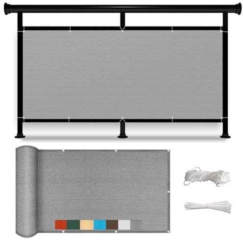 Pantalla Protectora para Balcón 45 x 700 cm Proteger La Intimidad de Los Balcones Valla Privacidad Malla de Estera con Cuerda y Bridas para Balcón Terraza Patio, Gris