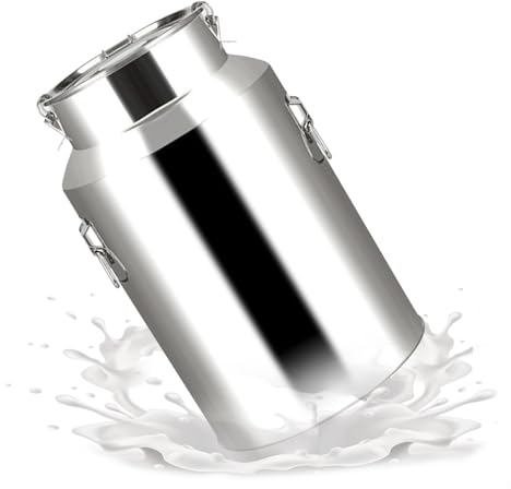 TOOYITR Bidon à Lait en Acier Inoxydable, barils de Transport de Lait, Seau à vin, bidon Robuste pour Le Stockage et Le Transport des liquides,5L
