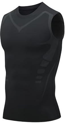 HDAKDDHG Ens Kompressions-Shirts, ärmellos, Tank-Top, trockene Passform, athletisches Workout, Sport, Laufen, Unterhemd, Schwarz , 4XL