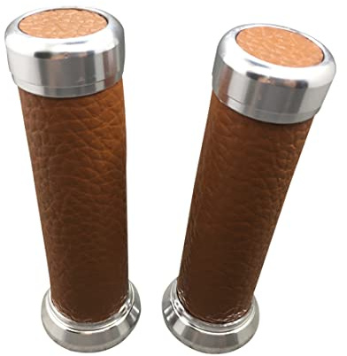 Universal Aluminum Leather Brown Motorcycle Hand Grips 22MM Scooter Motorbike Handlebar Parts for Honda Suzuki Kawasaki