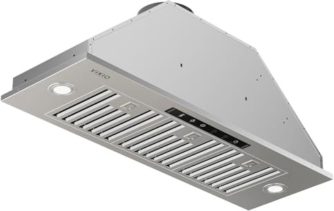 VIKIO HOME Built-in/Insert Range Hood 36 Inch, 980 CFM Hood Vent for Kitchen, Ducted/Ductless Convertible Duct, Stainless Steel Kitchen Vent Hood with Gesture & Touch Control, 3 Baffle Filters