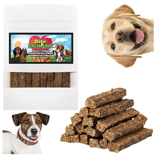 Bite & Delight 1kg Fischstäbchen Dorsch Sticks Fisch Hundesnack Natürlicher Intensiver Geschmack Snack für Hunde Leckerlis aus Fisch Fischfinger