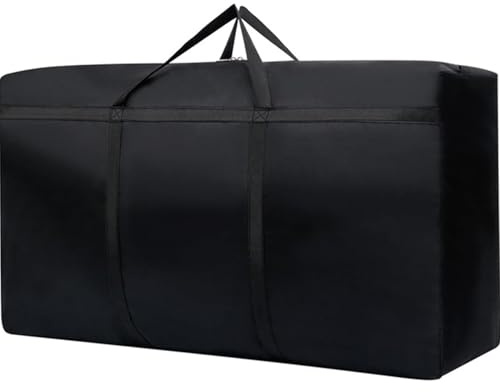 Bhina 1 Unidades 180L Bolsas de Almacenamiento Extragrande, Oxford Bolsa de Mudanza Extra Grande con Cremalleras y Asa, Bolsa de Transporte Impermeable para Mudanzas, Edredones, Ropa de Cama, Negro