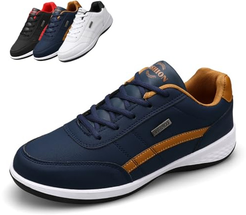 MEIION Baskets orthopédiques - Marchez sans Douleur, Toute la journée Baskets Homme en Cuir Véritable - Chaussures Décontractées et Confortables, Sport, Course ou Business