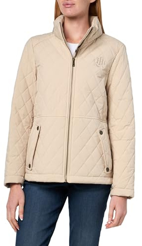 Tommy Hilfiger Women's Brass Hardware Transitional Barn Jacket Quilted Coat, Chino, Small