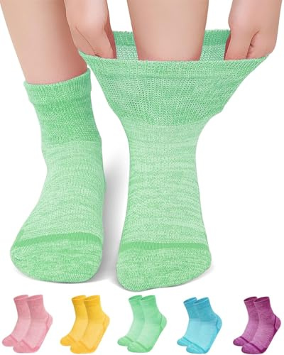 ZFSOCK Calcetines Diabeticos Hombre Mujer: Calcetines Bambu Sin Costuras Sin Goma Extra Anchos No Aprietan para Pies Hinchados