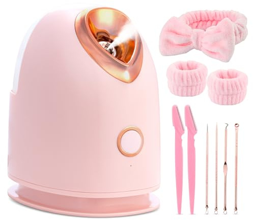 Pjordo Vapeur Visage Vaporisateur Sauna Spa Facial Chaude Nano Ionique, Visage Steamer Humidificateur pour Déboucher et Nettoyer les Pores, Kit de Soins de la Peau en Acier Inoxydable (4 Pièces)