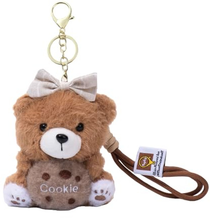 Auroriel Braun Niedlicher Schlüsselanhänger Plüsch Bär Schlüsselbund Geschenk Kleiner Bär Hält Einen Keks Für Handtasche Geldbörse Rucksack Anhänger, Accessoires, Schmück