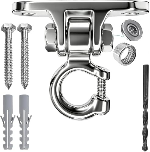 Dakzhou Heavy Duty Swing Hanger Bearing, 180° Rotation 304 Stainless Steel Swing Hooks Hammock Hanging for Hammock Swing Chair, Boxing Bag, Swing, Playground,Yoga, Sandbag, 453 kg Capacity