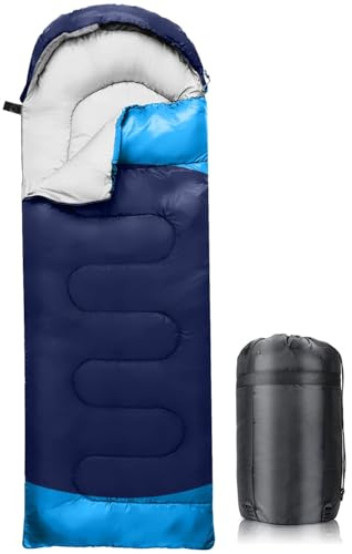 Maraiss 4 Season Sleeping Bag Ultralight Compact, Camping Sleeping Bag for Adults and Teenager Sleeping Bags for Hiking Backpacking Outdoor Warm and Cold Weather Use Blue