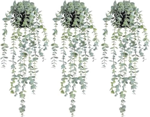 RIOFOGO Kunstpflanze Hängend Eukalyptus, 3 Stück