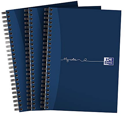Oxford My Notes Lot de 3 cahiers A5, couverture cartonnée, ligné, 200 pages, bleu marine