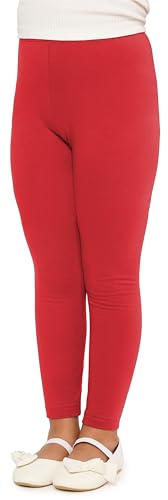 Merry Style Leggins de algodón para Niñas Mallas Deportivas Pantalones Largos Ropa Deportiva Leggings de niña MS10-225 (Rojo, 146 cm)