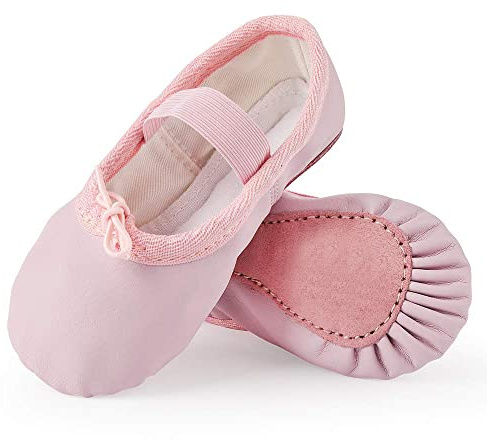 Toddler Ballet Shoes Baby Ballet Slippers Leather Full Sole Girls Kids Dance Ballerina Shoes(Pink/4.5 Toddler)