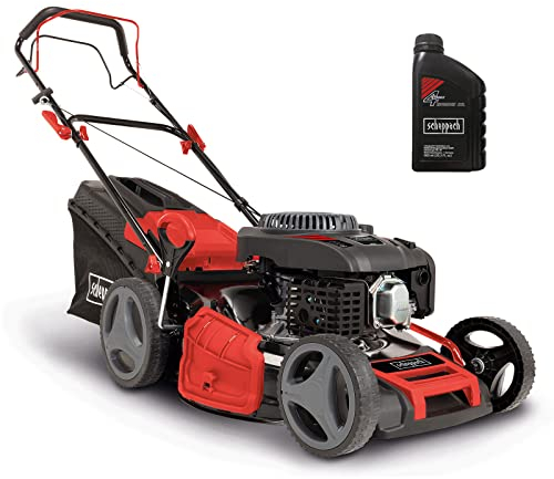 Scheppach Benzin Rasenmäher MS225-53 mit Radantrieb | 53cm Schnittbreite | 65L Fangbox | Höhenverstellung 7 Stufen | Seitenauswurf & Reinigungsfunktion | Mulchmäher | inkl. Motoröl