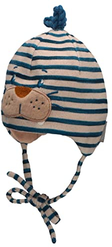 Sterntaler Baby Jungen Beanie Robbe Mütze - Kinderbeanie aus Strick Mit Streifen und Bindeband - Natur, 51