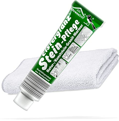 detailmate Kit de polissage avec tube XXL 150ml | Pâte à polir pour l'entretien des pierres + detailmate chiffon microfibre | Nettoie, polit et conserve le granit de marbre naturel/pierre artificielle