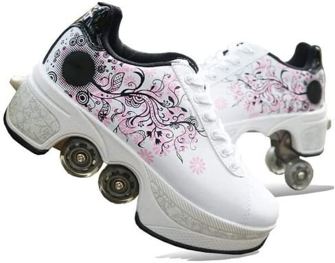 Rollschuh, Mädchen, Sneaker, Rollschuhe, Skateboardschuhe, Sneakers mit Rädern, Sport, Gymnastik, Mode, Mehrzweck-Kick-Roller, für Jungen und Mädchen