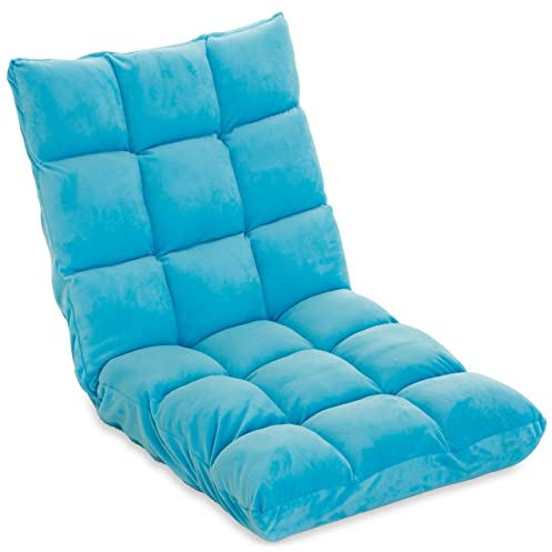 Nexos Relax-Lounger 53x52x60cm hell-blau Bodensofa verstellbar Relax-Sofa Bodenstuhl Jugendsessel Gästebett klappbar Sitzsack Klappbett Sitzkissen (Blau)