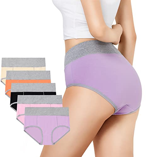 YouShow Culotte Femme Lot de 5 Coton Taille Haute Slips Multicolore02 M
