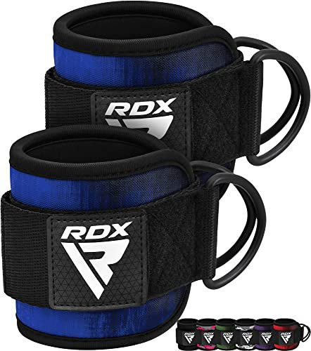 RDX Ankle Straps for Cable Machines – 7MM Neoprene Padded 10x4 Adjustable Gym Cuffs with Dual D-Rings – Weight Attachments for Wrist Glutes Leg Kickbacks Hip Abduction Strength Workouts – Men Women