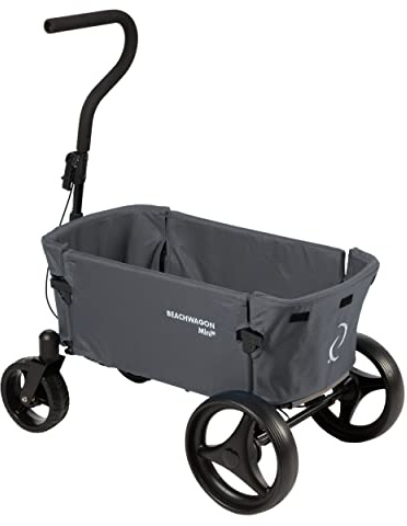 Beachwagon MINI rullvagn vikbar - 40 kg - Hopfällbar handkärra som strandvagn, trädgårdsvagn, campingvagn och resevagn - Kompakt och lätt - Tvättbart tyg - Mörkgrå