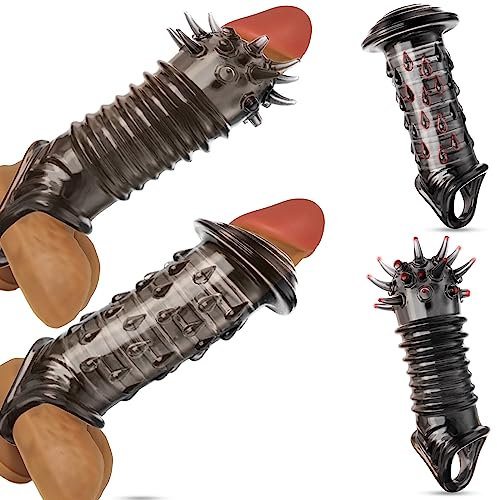 BDSMYOU 2er Penishülle,Penismanschetten,Penis Sleeve,mit Hodenringe für den Mann,Cockring Penisring,Penis Hülle für Penisvergrößerung,Penispumpe,Dildo,Sex Spielzeug ab 18 für Paare Extrem (A+B)