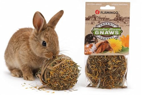 Foin Lapin - Snack Rouleau de Foin - souci & Pissenlit - 9x9x6 cm - 75 g - pour rongeurs - 100% Comestible - sans céréales ni sucres ajoutés - fabriqué en Europe