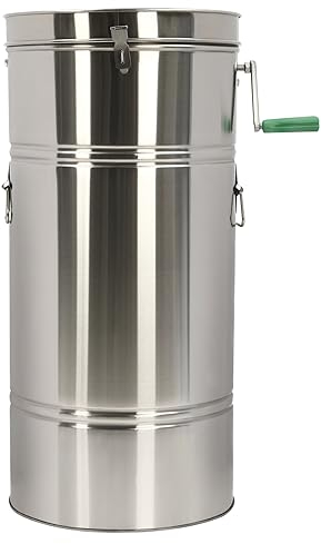 DiLiBee Manuelle Honigschleuder - 2 Waben Rahmen-Extraktor Tangentialschleuder Edelstahl, Honigextractor mit Deckel, Imkerei und Bienenzüchter Zubehör