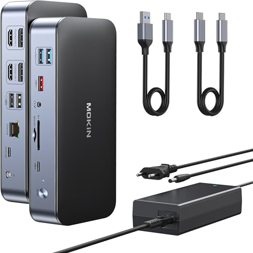 DisplayLink Dockingstation für MacBook Pro/Air, 15 in 1 DisplayLink USB C Docking Station für Zwei Monitore, USB C Dock mit 2 HDMI, 2 DP, 2,5 Gbit/s Ethernet, USB 3.1/3.0/2.0, SD/Micro für Dell/HP