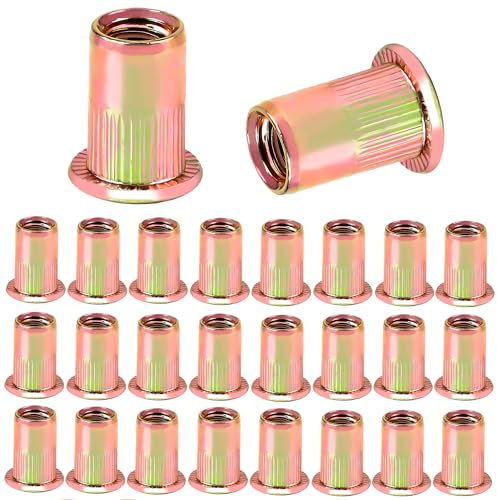 120 Pezzi Dadi Rivetti Filettati in Acciaio Inox, M6 Dadi Filettati a Testa Piatta, Dado a Testa Piatta Rivetto Assortimento Inserti Filettati Mobili in Legno per rivetti ciechi con filettatura