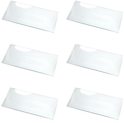 Super Mundo - 6pcs Platos Cristales Rectangulos Transparentes,Para Cocina y Comedor (17x34cm)