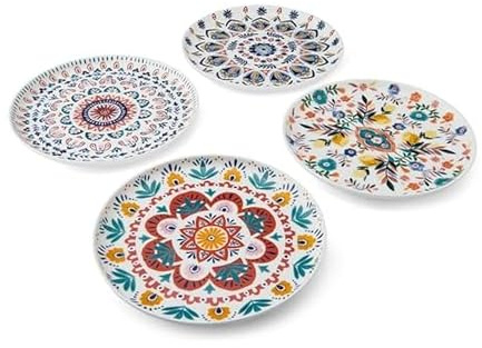 Mikasa Painted Medallion Set of 4 Bone China Salad Plates, 9 Inch