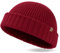 TOP-EX XL/XXL 100% Merino Wolle Fischer Beanie Herren KurzTrawler Beanie Mütze Damen Wintermuetze Strickmuetze Rot XL/XXL