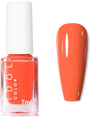 Orange Red Nail Polish, Quick Drying Nail Varnish, Brighet Red Nail Polish No UV Needed, Long Lasting Chip Resistant for DIY Manicure Decorations,7ml