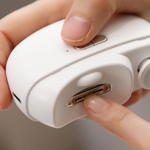 Cortaúñas eléctrico para bebé, recortador de uñas 3 en 1, pulidor y almacenamiento de clips con LED, lima de uñas extra, recargable por USB y recortadora de uñas de 2 velocidades para bebés, niños