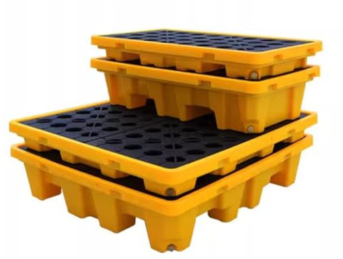 Piattaforma di contenimento delle fuoriuscite per tamburi Pallet in plastica a prova di perdite con carrello elevatore, compatibile con carrelli elevatori, vassoio per perdite (130 x 130 x 30 cm)