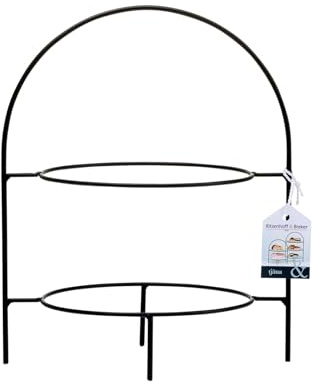Ritzenhoff & Breker Tjäna Etagère 2-stufig, 28 cm, Servierturm für 2 Teller (18-21 cm), Gummierte Schutzkappen an den Füßen, Metall, Schwarz