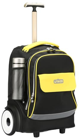 UNIKER Rolling Laptop Bag for 15.6 Inch Laptop,Roller Bag,Backpack with Wheels,20 Inch Wheeled Computer Bag, T5- Black/Yellow
