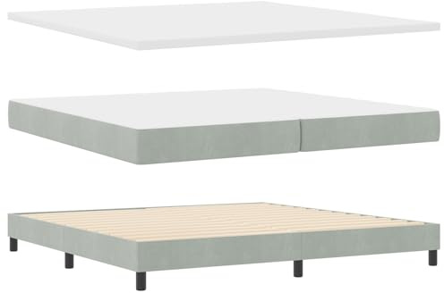 vidaXL Boxspring Säng med Madrass Ljusgrå 200x200 cm Sammet