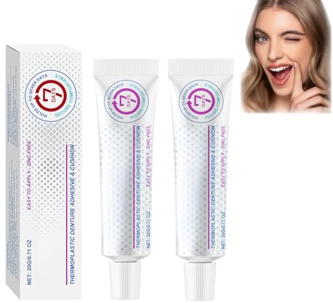 Thermoplastic Denture Adhesive Cream,Comfortable Non-Glue Long Holding Reliner,Secure Denture Adhesive,Thermoplastic Denture Cream for Refitting and Tightening,Improves Fit, Comfort and Stability