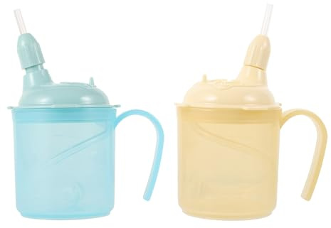 Yardwe Lot de 2 gobelets anti-fuites pour personnes âgées - Gobelet à bec avec poignée et couvercle pour personnes âgées handicapées - Bouteille d'eau anti-fuite pour l'allaitement et