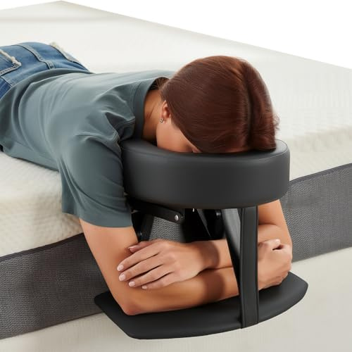 Kensbro Appuie-tête de massage pour lit, réglable à 180 ° avec support de coussin pour le visage, surmatelas de massage avec repose-bras et sac de rangement, pour matelas d'une épaisseur de 14 à 45 cm