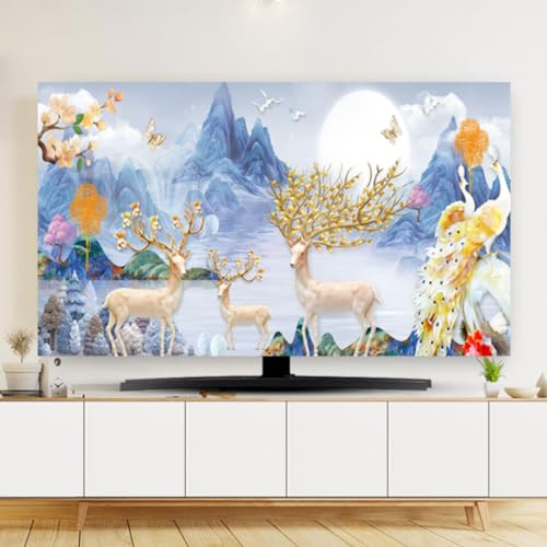 GPDNBIEU, Decoration 32-80in TV Cover Dust Proof Television Screen Protector For LCD LED Wall Mount Curved Desktop Monitor Room(A,49 52IN)