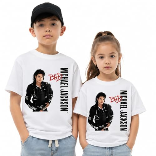 T-Shirt Enfant Michael Jackson Bad Officiel, Tee Shirt Iconique Pop Vintage, Impression Haute Qualité, Idée Cadeau Fan Musique Années 80 Taille 6 a14 Ans (FR/ES, Âge, 12 Ans, Taille Normale, Blanc)