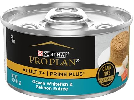 Purina Pro Plan Senior Cat Food Wet Pate, Ocean Whitefish and Salmon Entree - (Pack of 24) 3 oz. Pull-Top Cans