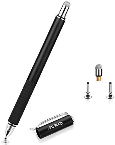 MEKO 2-in-1 Stylus Precision Disc Styli Touch Screen Pen with 3 Replaceable Tips for iPads, Tablets, iPhones, Smartphones, Samsung Galaxy Note/Tab (Black)